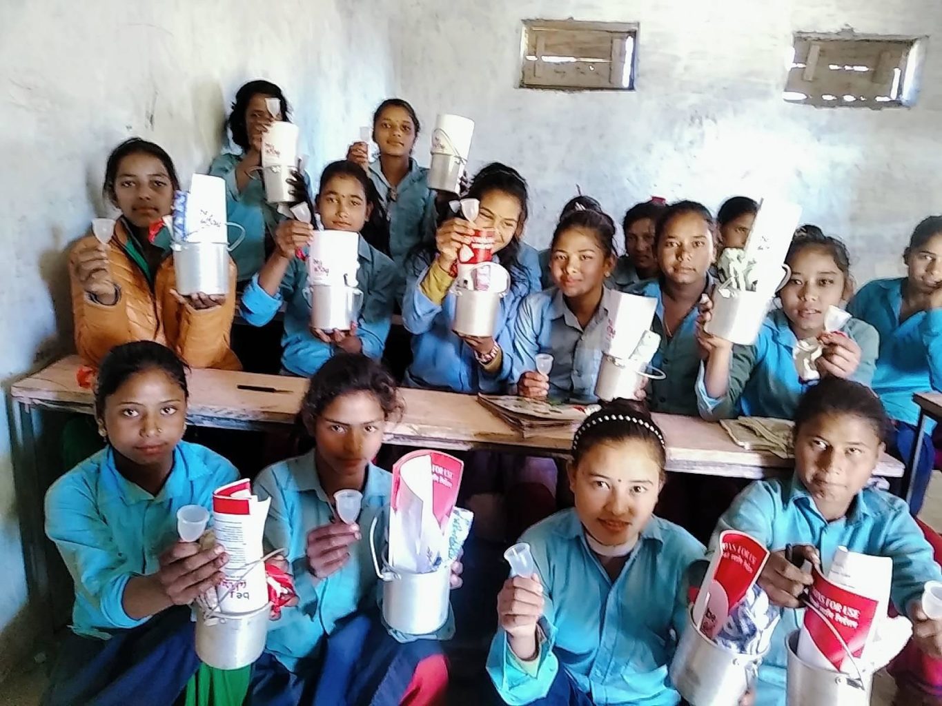 The girls received menstrual cups and training