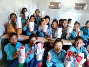 The girls received menstrual cups and training