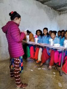 The girls received menstrual cups and training