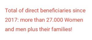 Total of direct beneficiaries since 2017: more than 27.000 Women and men plus their families!