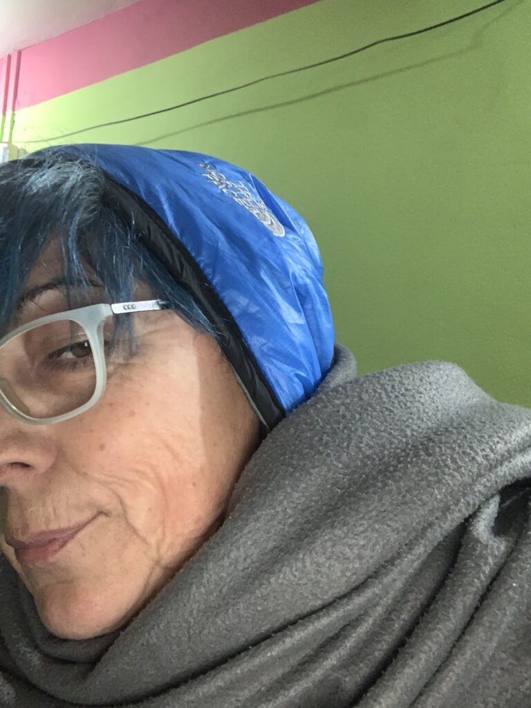 Clara wrapped up against the cold in Nepal